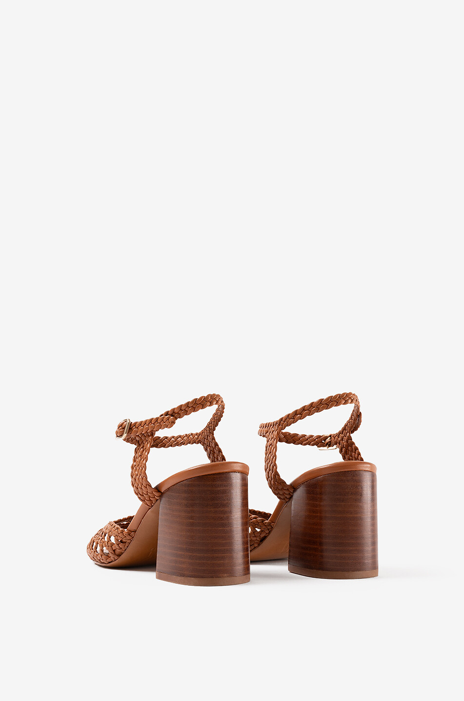 SOULIERS MARTINEZ Sandales tressées en cuir à talon carré Capri 70 Femme MARRON 3