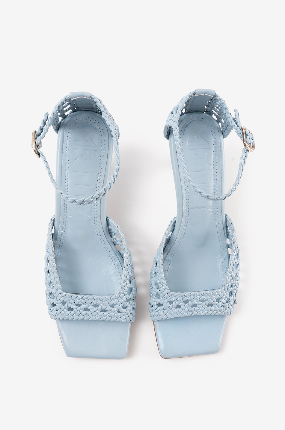 SOULIERS MARTINEZ Geflochtene Ledersandalen mit Absatz Veronica 55 Damen HELLBLAU 2