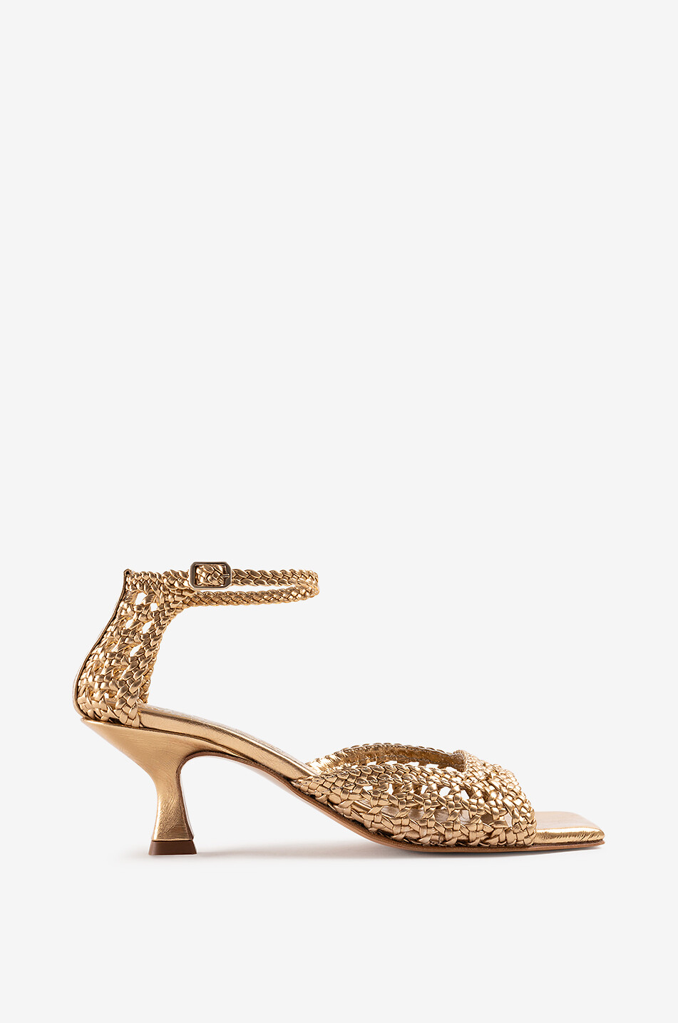 SOULIERS MARTINEZ Geflochtene Ledersandalen mit Absatz Veronica 55 Damen GOLDEN 1
