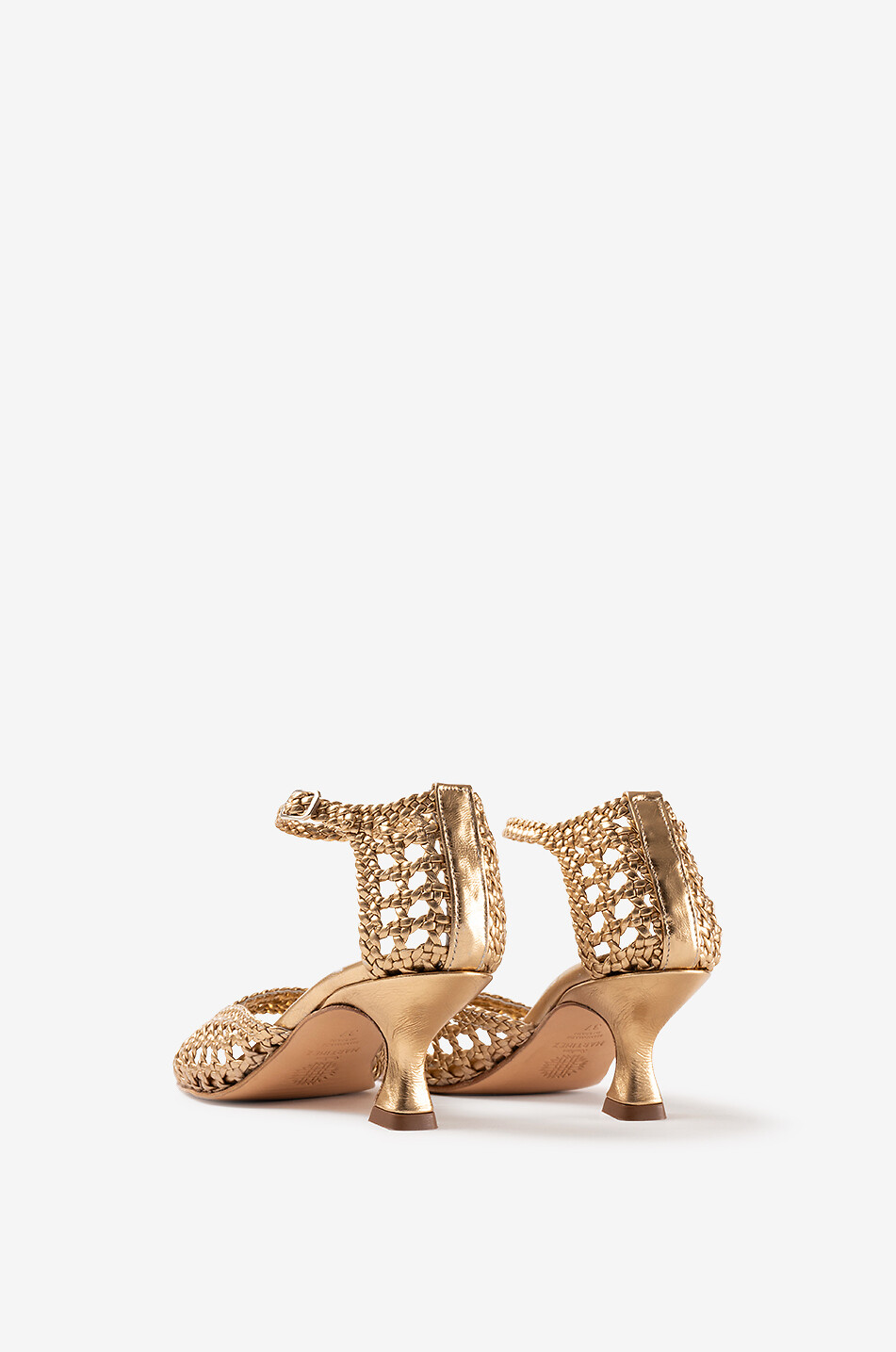 SOULIERS MARTINEZ Geflochtene Ledersandalen mit Absatz Veronica 55 Damen GOLDEN 4
