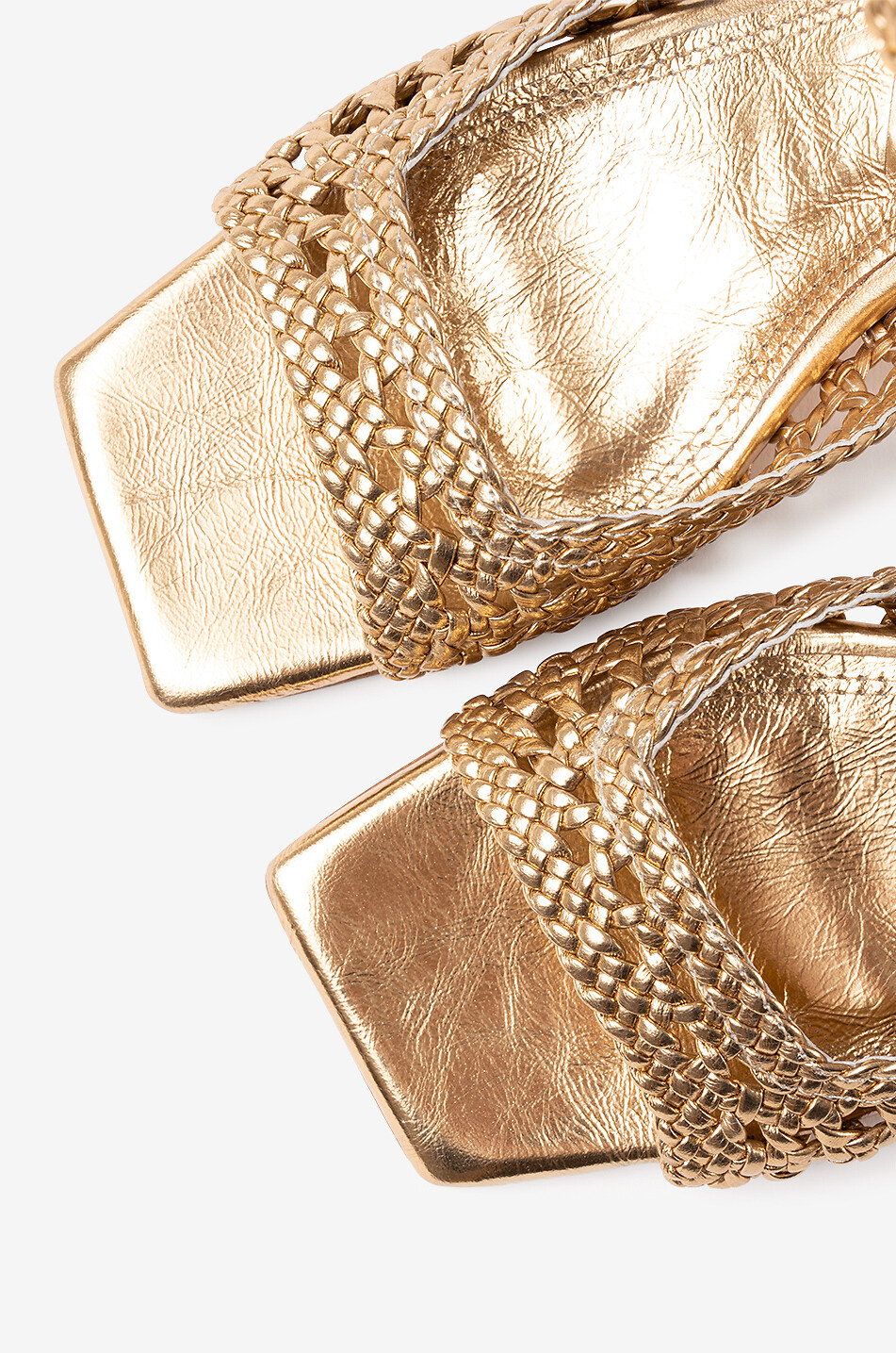 Geflochtene Ledersandalen mit Absatz Veronica 55