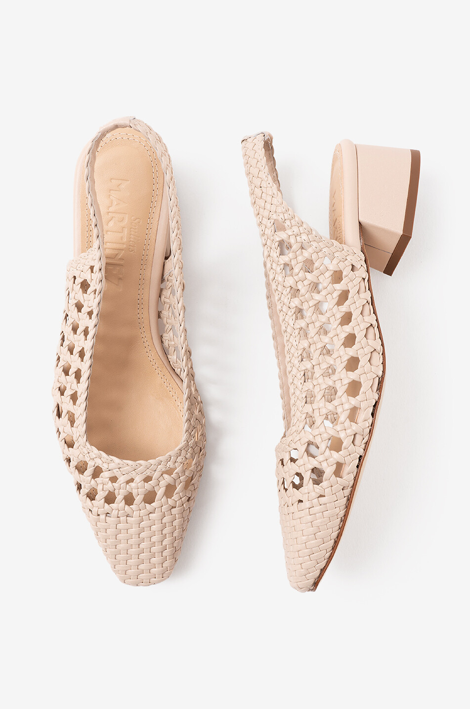 SOULIERS MARTINEZ Nova Tarragona 30 smooth leather woven slingback ballet flats Women BEIGE 4