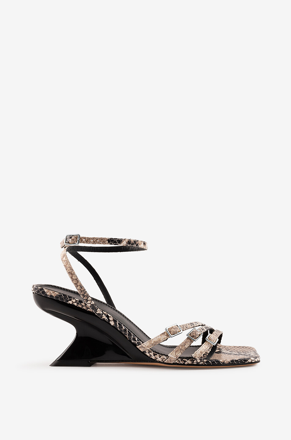 Keilsandalen aus Leder in Python-Optik Eden 90