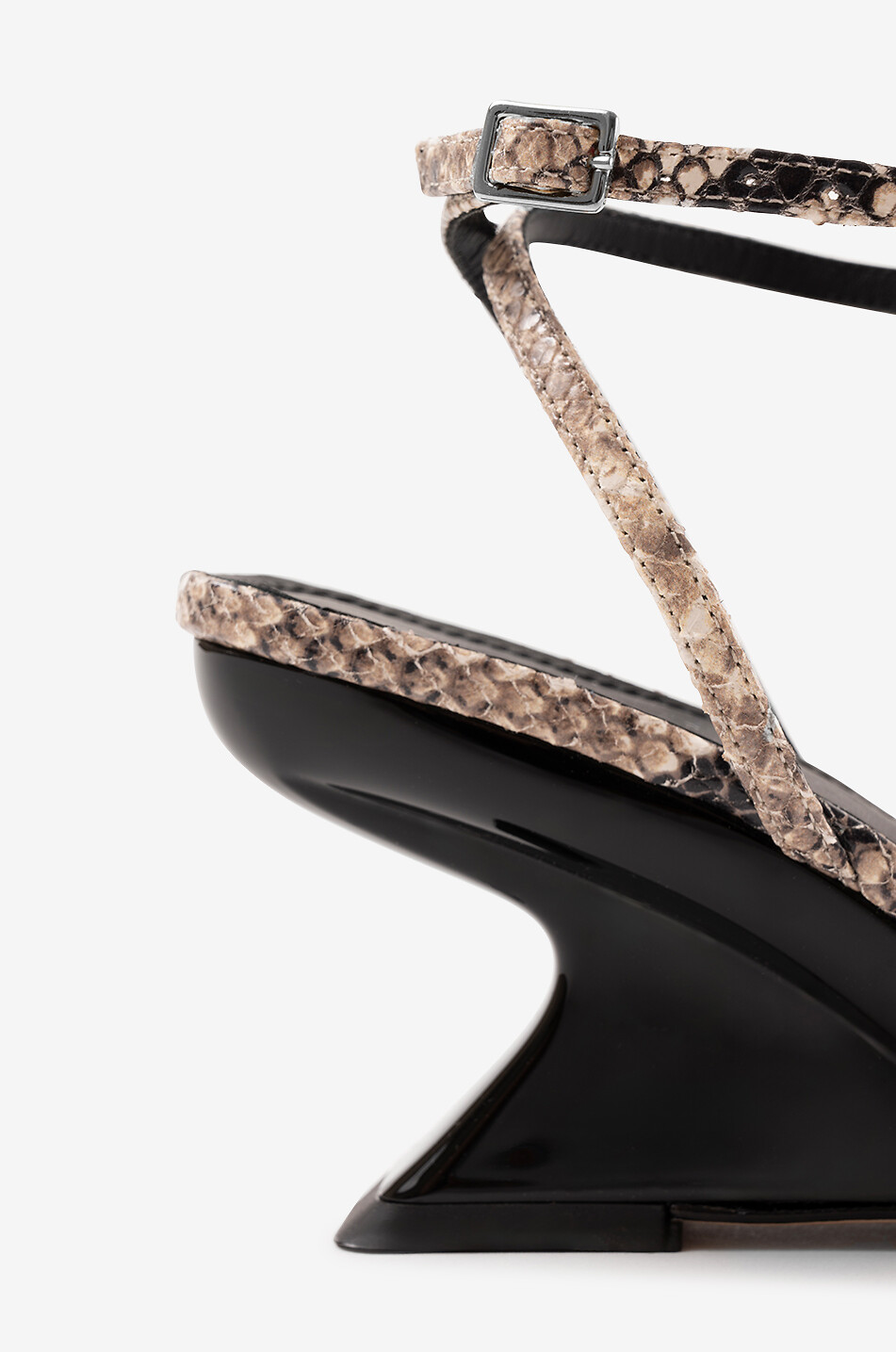 SOULIERS MARTINEZ Sandales compensées en cuir effet python Eden 90 Femme BEIGE 3