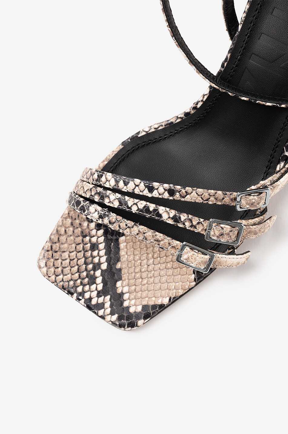 SOULIERS MARTINEZ Sandales compensées en cuir effet python Eden 90 Femme BEIGE 4
