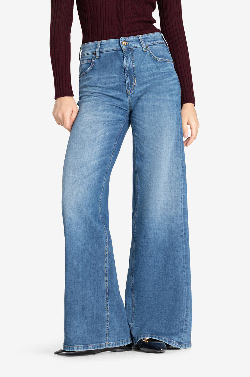 CAMBIO Jeans mit weitem Bein aus Baumwolle Palazzo Damen BLAU 3