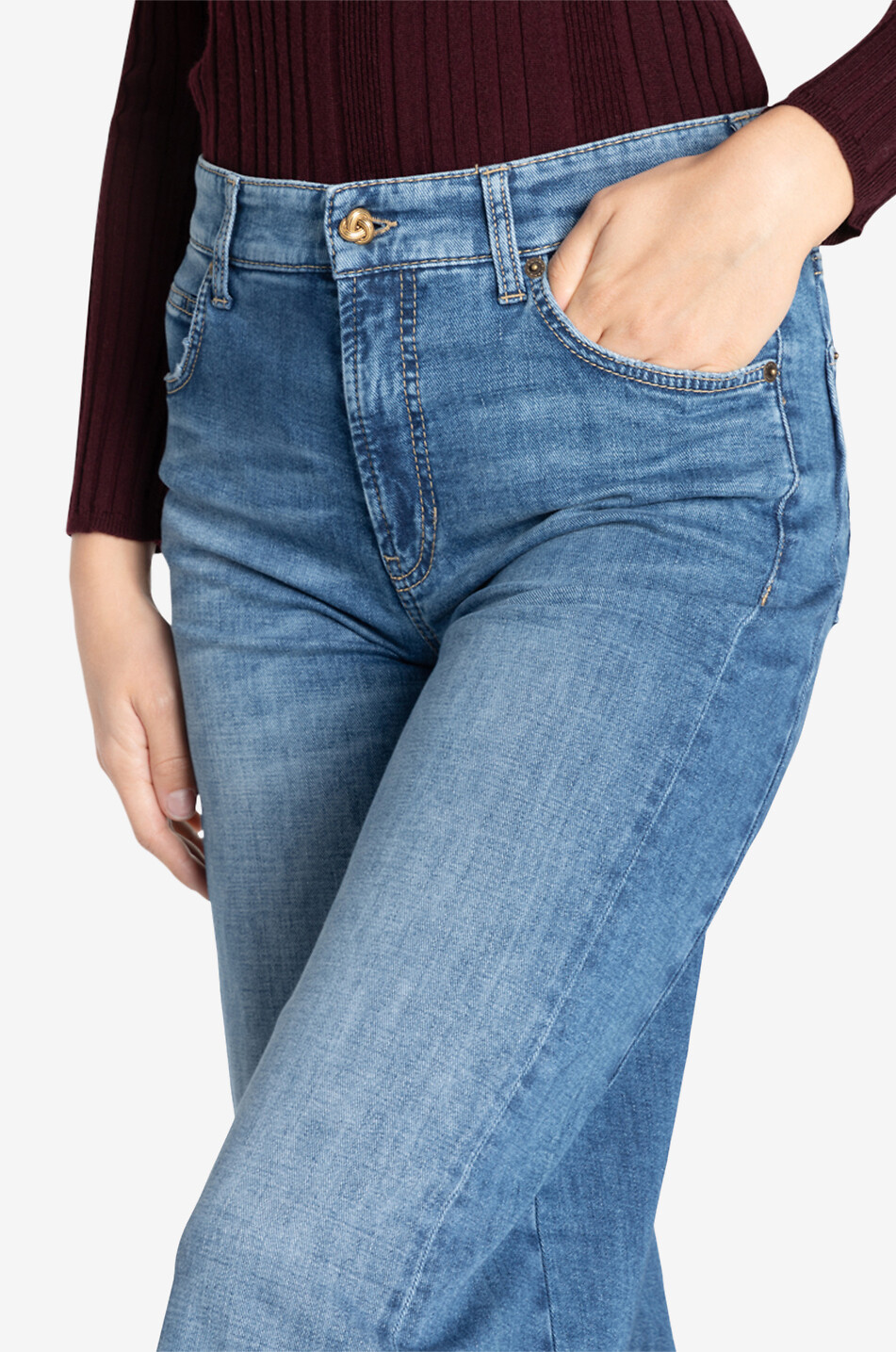 CAMBIO Jeans mit weitem Bein aus Baumwolle Palazzo Damen BLAU 6
