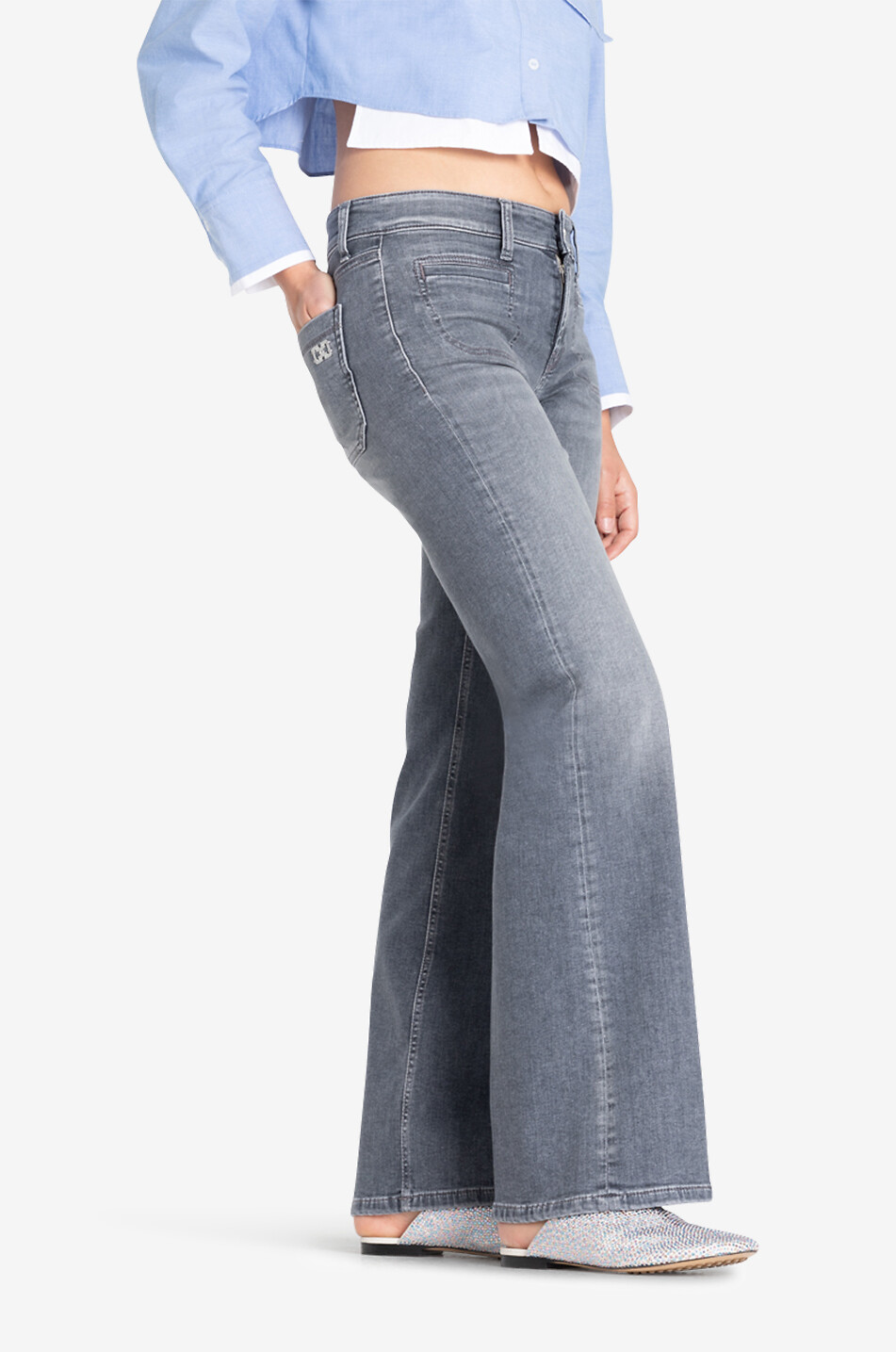 CAMBIO Ausgewaschene Jeans mit weitem Bein und aufgesetzten Taschen Tess Damen GRAU 5