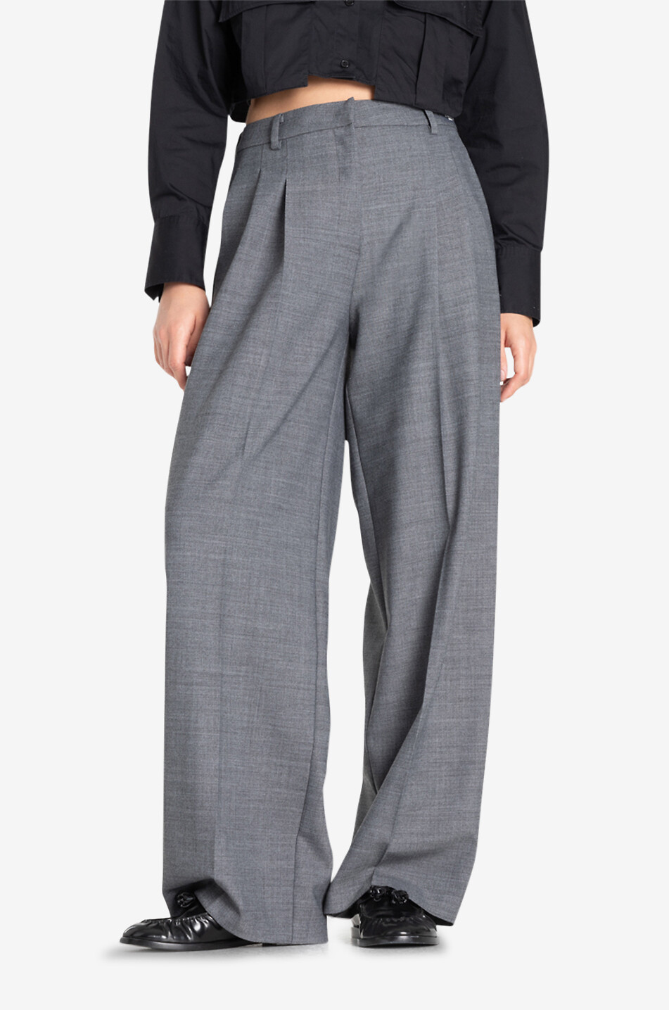 CAMBIO Fliessende Bundfaltenhose mit weitem Bein Anny Damen GRAU 3