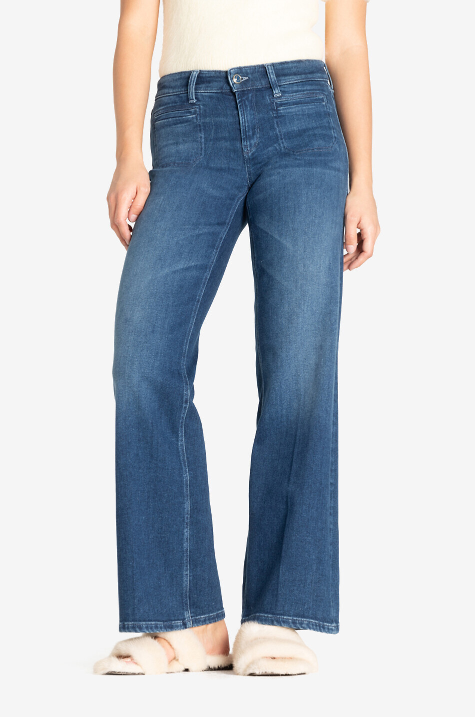 CAMBIO Jeans mit weitem Bein aus Baumwolle und Lyocell Tess Damen MITTELBLAU 3