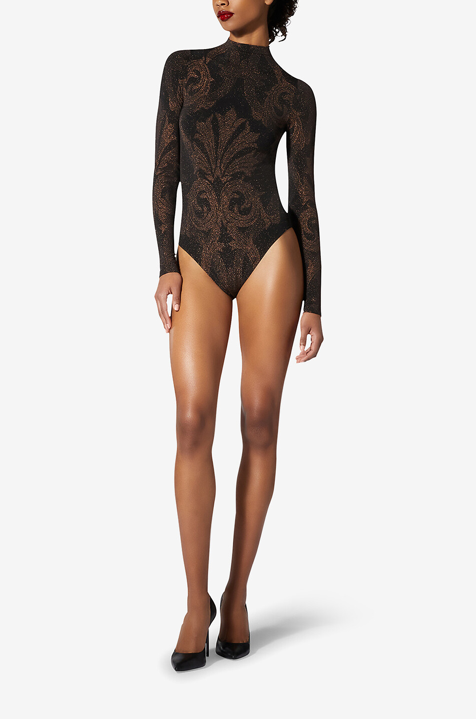 Paisley patterned Lurex jacquard bodysuit ETRO X WOLFORD Bongenie