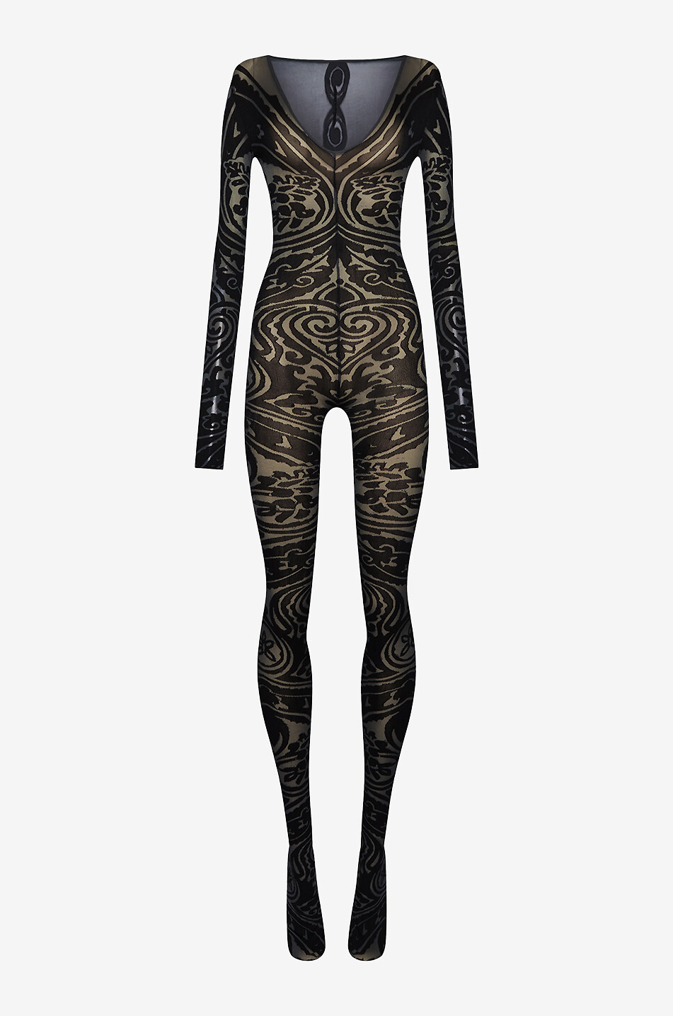 Combinaison semi-transparente moulante Paisley Tattoo Catsuit
