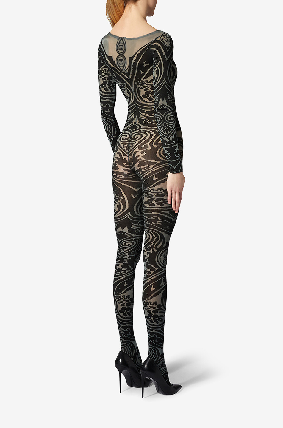 ETRO X WOLFORD Combinaison semi-transparente moulante Paisley Tattoo Catsuit Femme MULTICOLORE 4