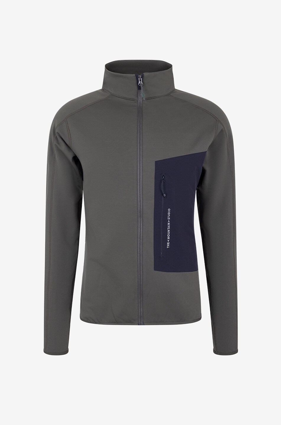 THE MOUNTAIN STUDIO Techno Grid-Fleecejacke mit Stehkragen M-8 Herren KHAKI 1