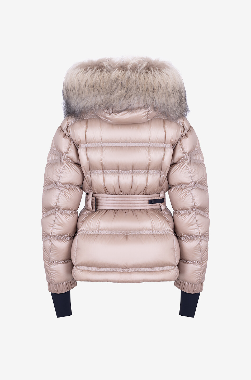 MONCLER GRENOBLE Doudoune de ski ornée de peau lainée Bermins Femme DORE 2