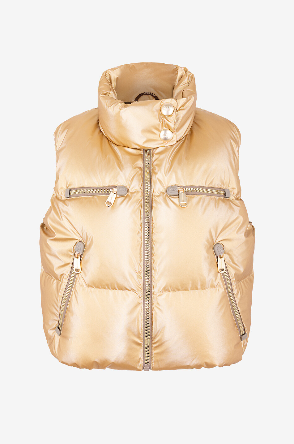 Kurze Metallic-Daunenjacke ohne Ärmel Éclat