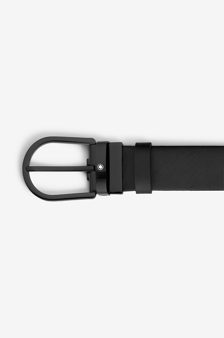 MONTBLANC Horseshoe buckle black 35mm leather belt Men BLACK 2