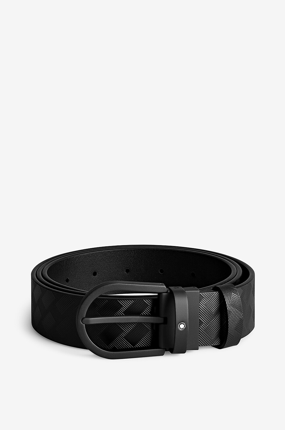 MONTBLANC Horseshoe buckle black 35mm leather belt Men BLACK 1