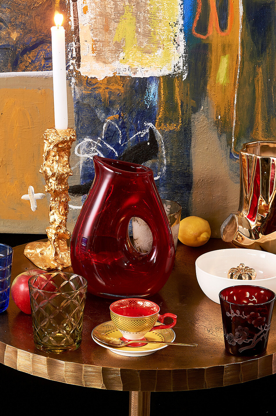 Drip L gold-tone candle holder