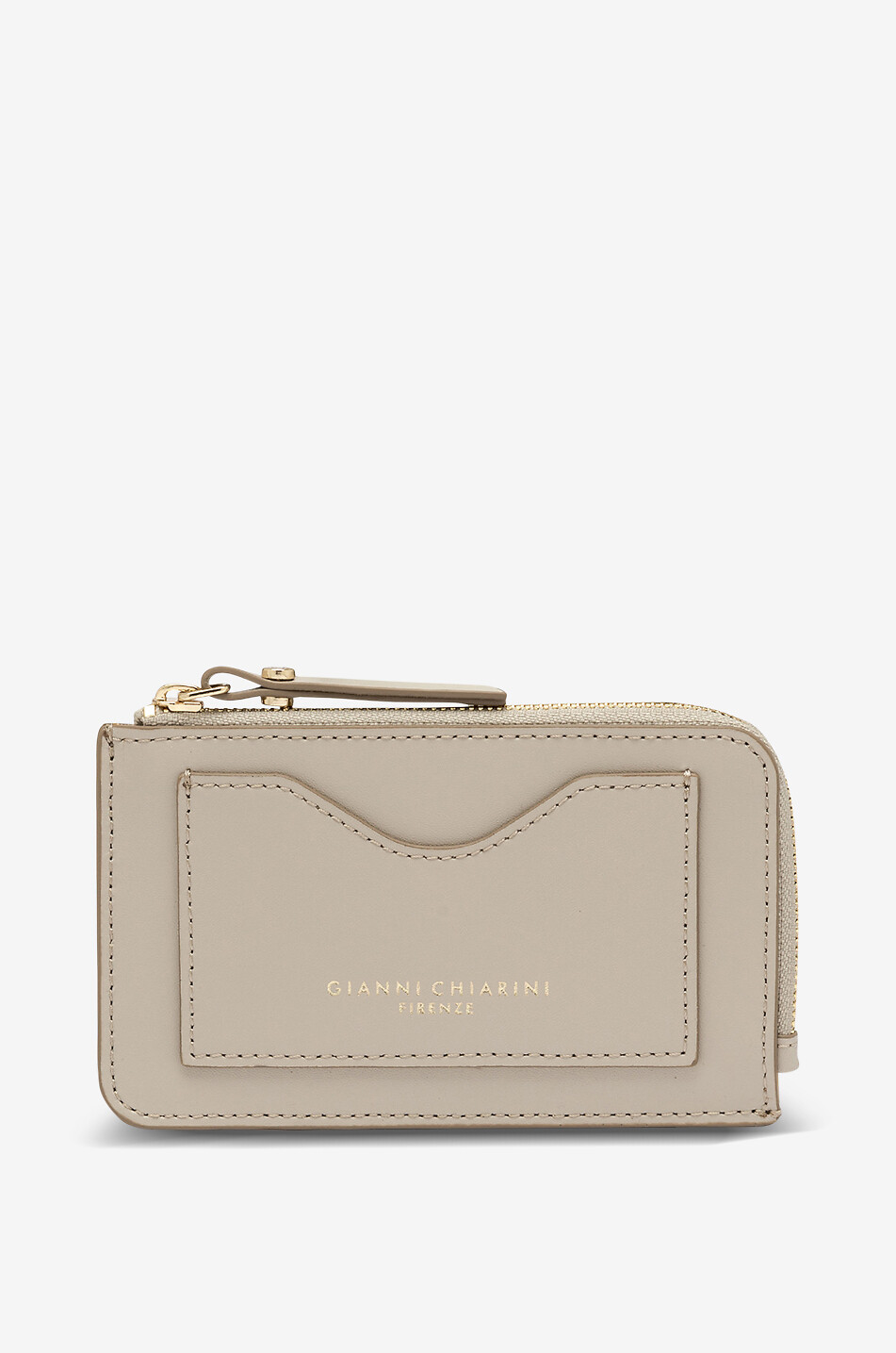 GIANNI CHIARINI Porte-cartes zippé en cuir Dollaro Femme BLANC CASSE 1