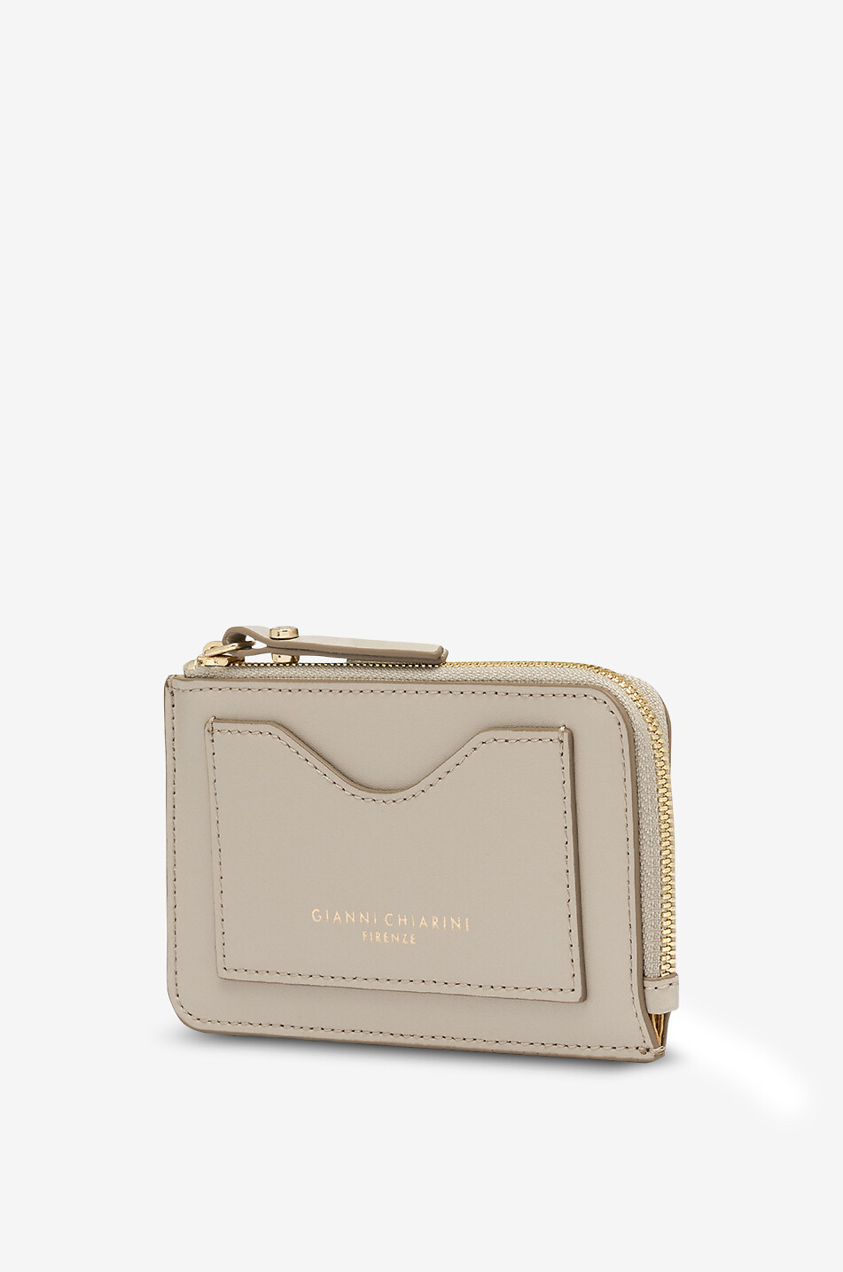 GIANNI CHIARINI Porte-cartes zippé en cuir Dollaro Femme BLANC CASSE 3