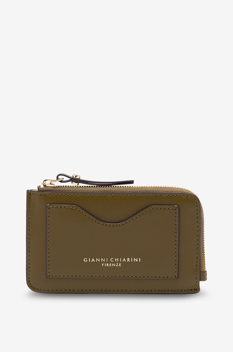 GIANNI CHIARINI Porte-cartes zippé en cuir Dollaro Femme VERT FONCÉ 1