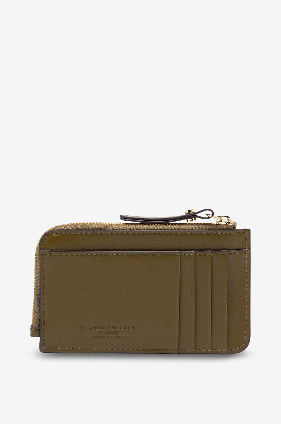GIANNI CHIARINI Porte-cartes zippé en cuir Dollaro Femme VERT FONCÉ 2