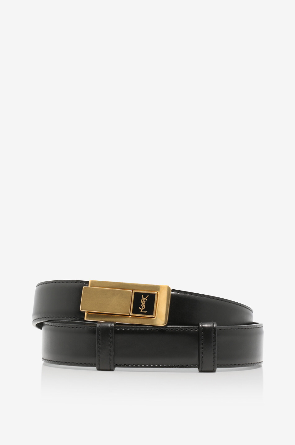 Cassandre slim smooth leather belt with hinge buckle