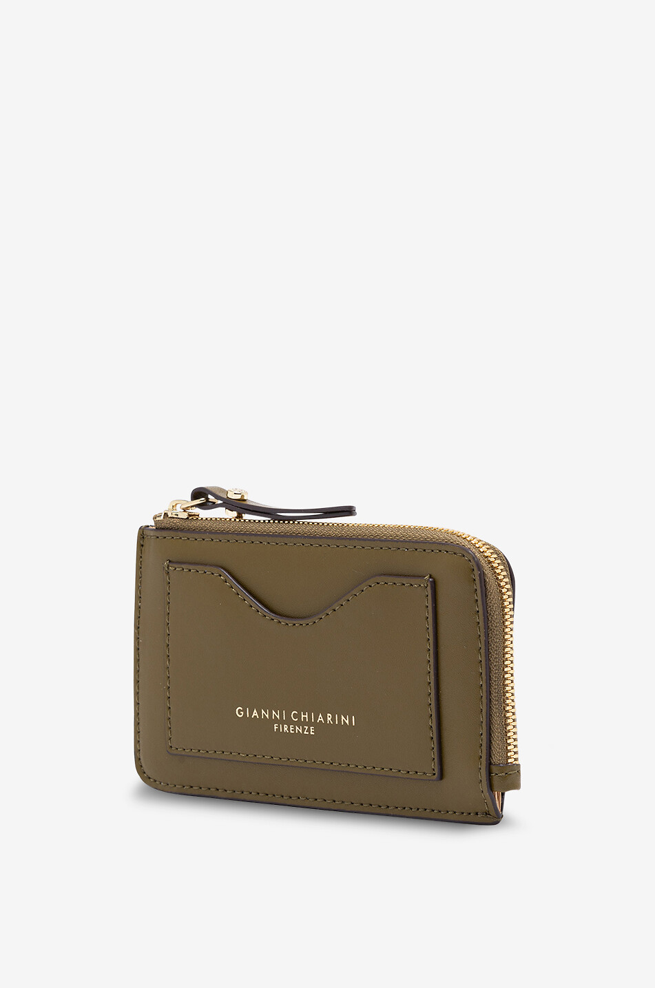 GIANNI CHIARINI Porte-cartes zippé en cuir Dollaro Femme VERT FONCÉ 3