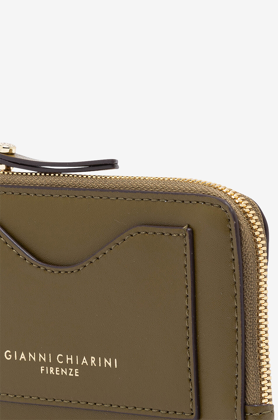 GIANNI CHIARINI Porte-cartes zippé en cuir Dollaro Femme VERT FONCÉ 4