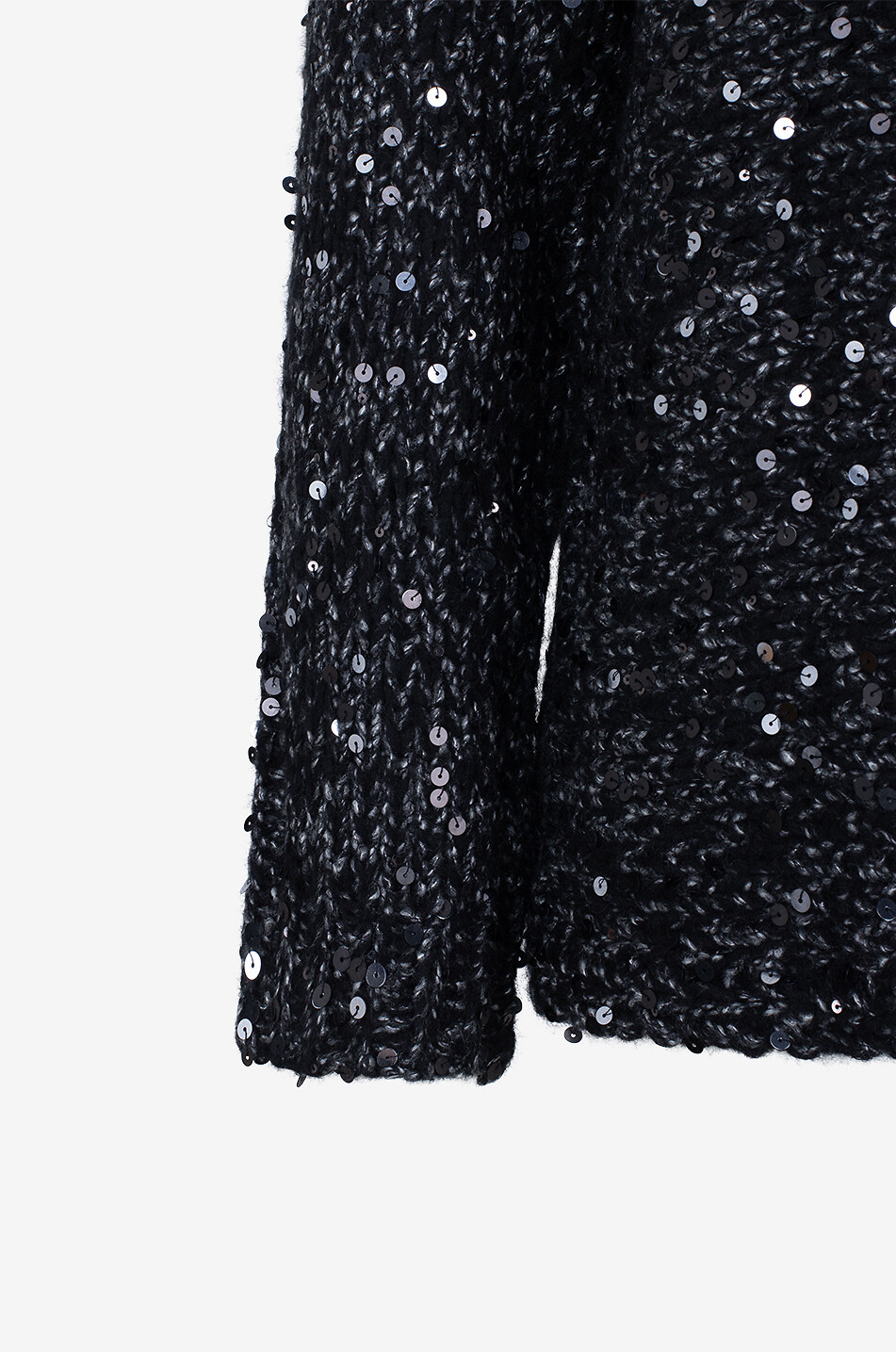 Offener Kaschmir- und Seidencardigan mit Pailletten