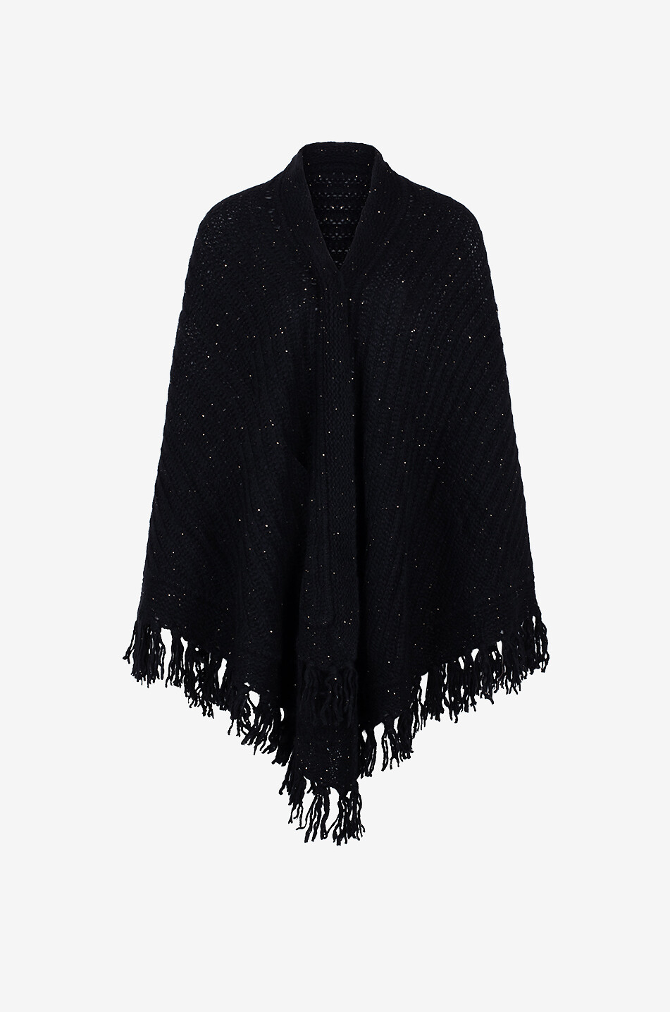 Dreieckiges Lochstrick-Tuch mit Pailletten aus Kaschmir und Seide