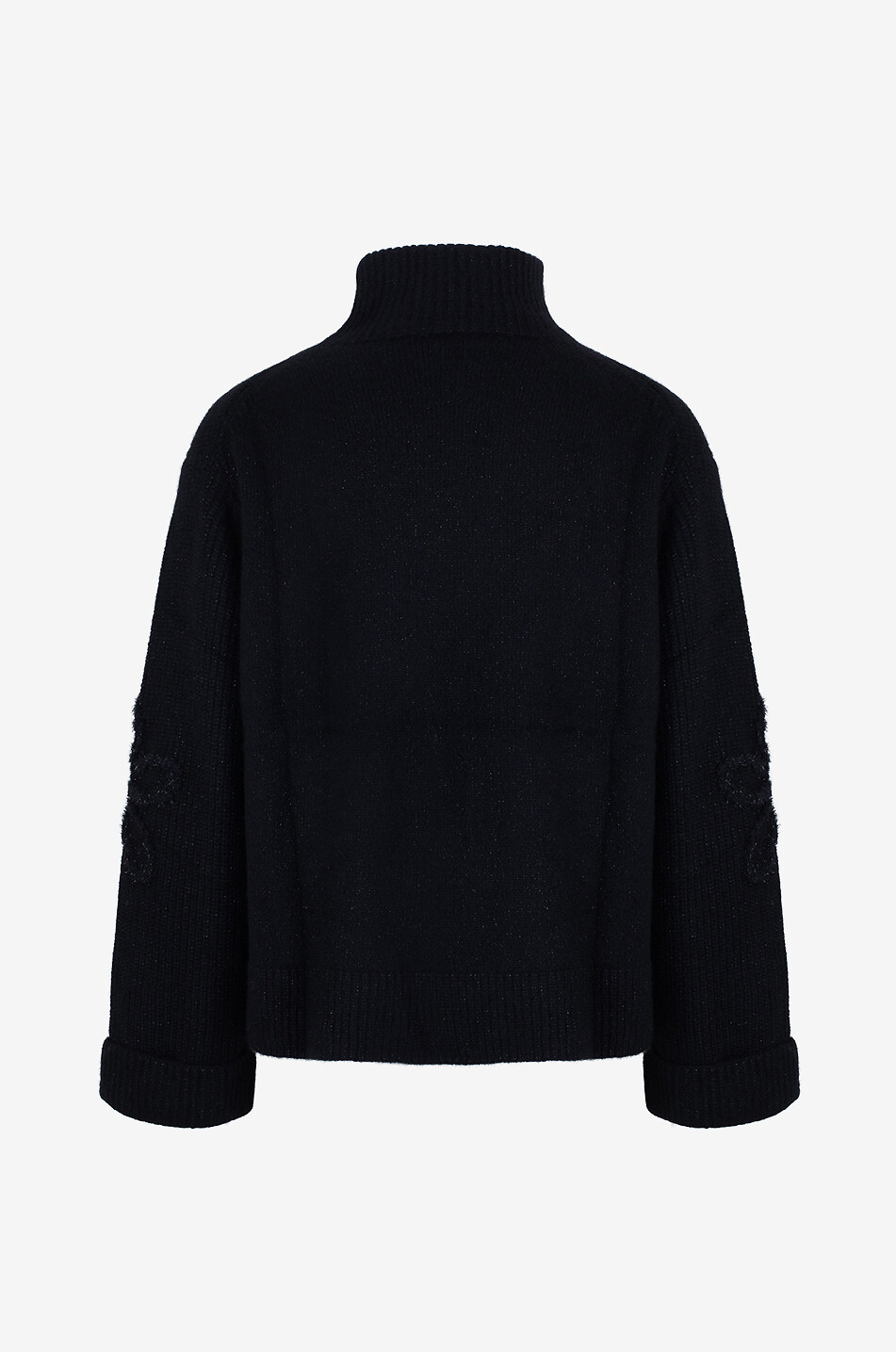 HEMISPHERE Glitzernder Kaschmirmix-Boxy-Rippstrick-Pullover mit Blütenstickereien Damen SCHWARZ 2