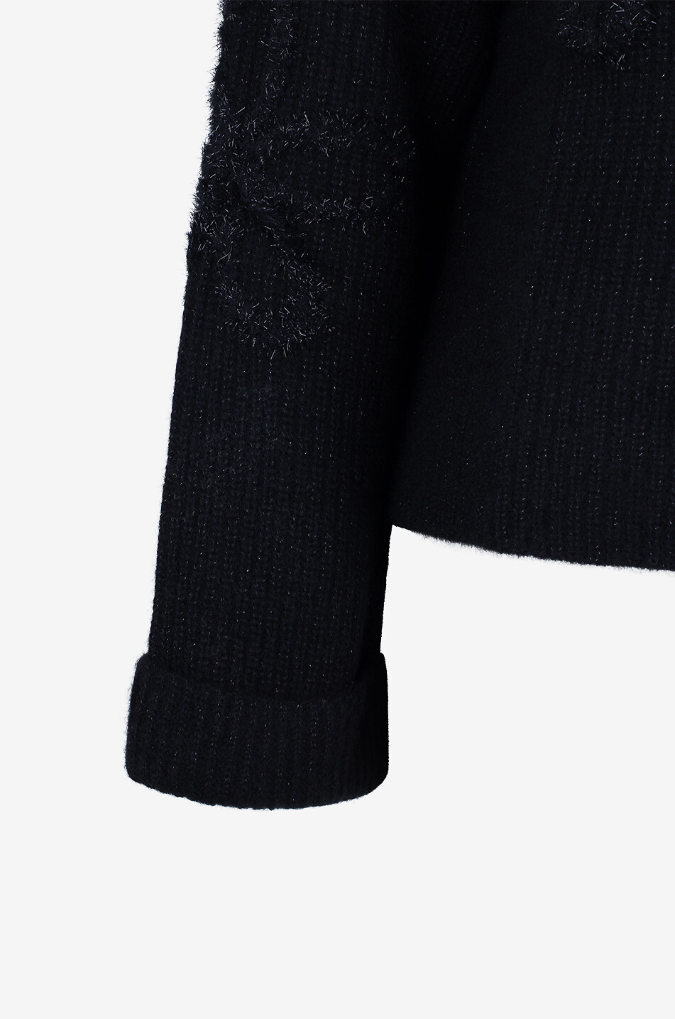 HEMISPHERE Glitzernder Kaschmirmix-Boxy-Rippstrick-Pullover mit Blütenstickereien Damen SCHWARZ 3