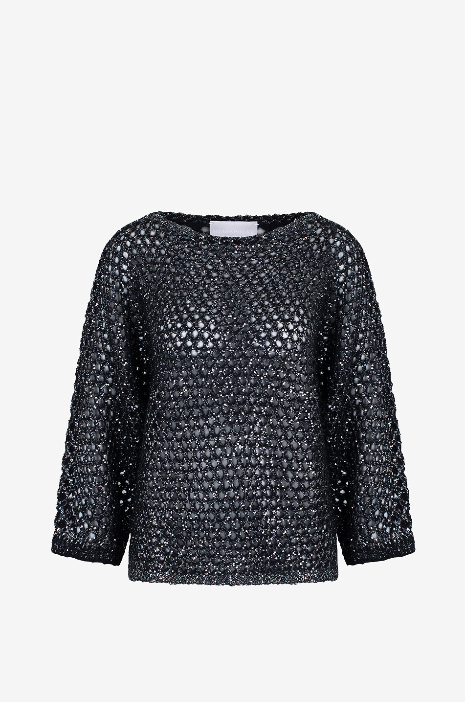 HEMISPHERE Netzstrick-Pullover aus Kaschmir mit Pailletten Damen SCHWARZ 1
