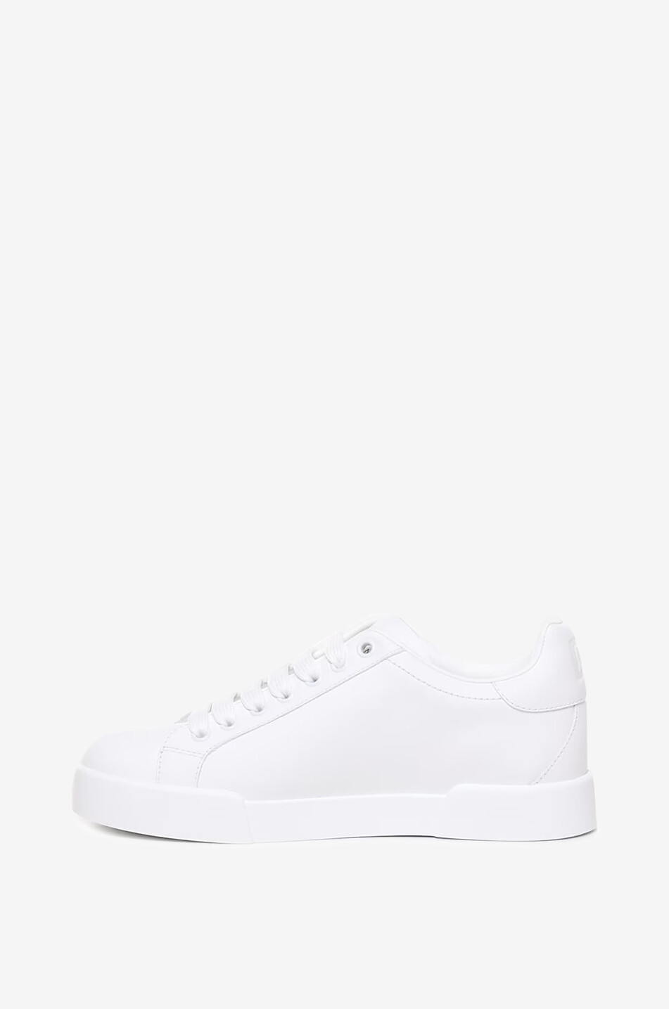 DOLCE & GABBANA Niedrige Schnürsneakers aus Leder mit DG-Stanzung Portofino Damen WEISS 3