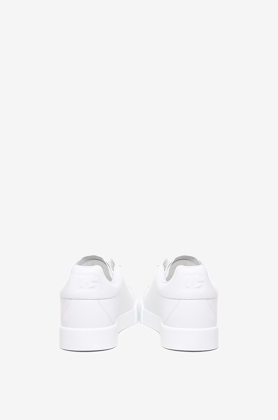 DOLCE & GABBANA Niedrige Schnürsneakers aus Leder mit DG-Stanzung Portofino Damen WEISS 4