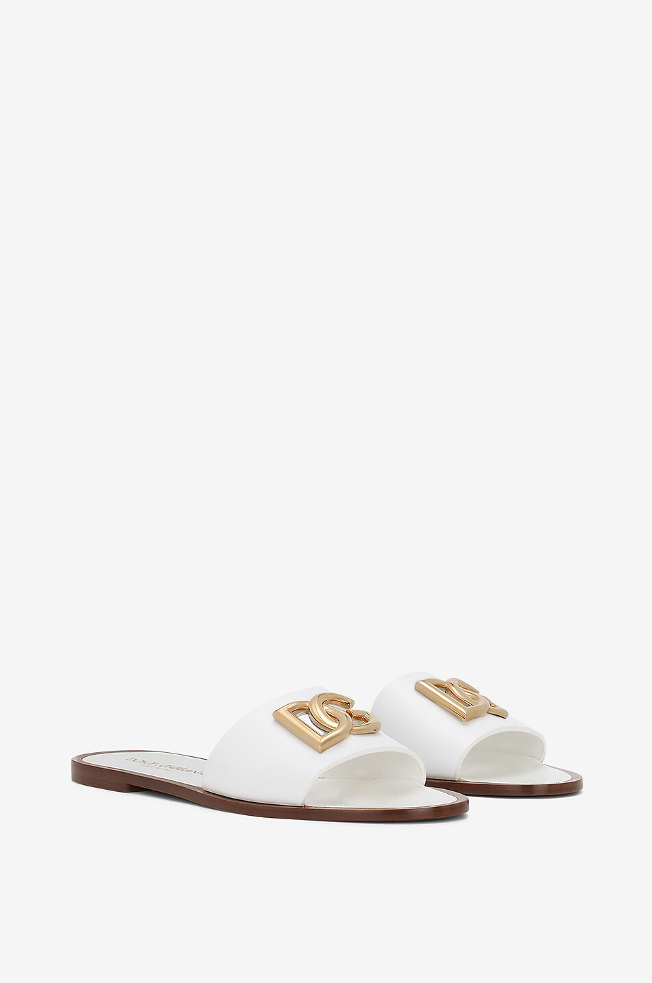 DOLCE & GABBANA Flache Glattlederpantoletten Bianca 05 Damen WEISS 2