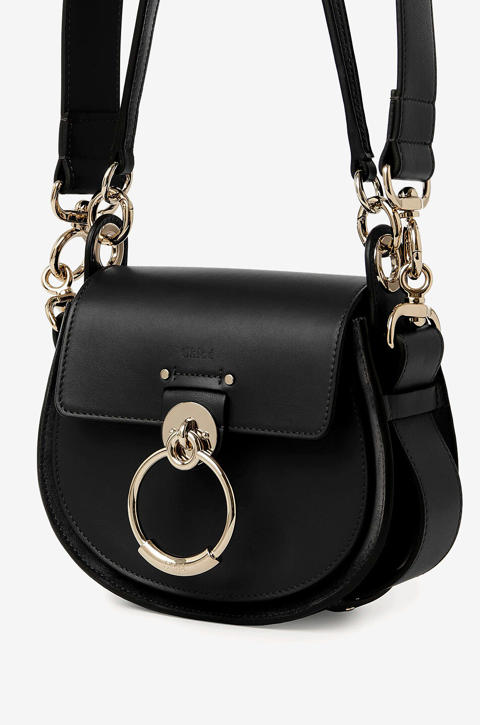 CHLOE Sac porté croisé en cuir lisse et velours Tess Small Femme NOIR 3