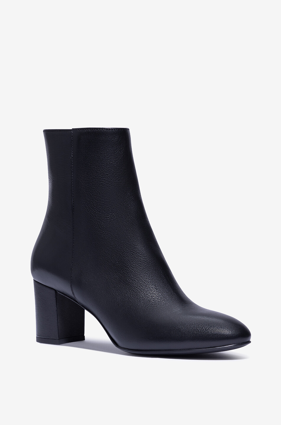 Bottines en cuir lisse à talon carré Ronnie 65
