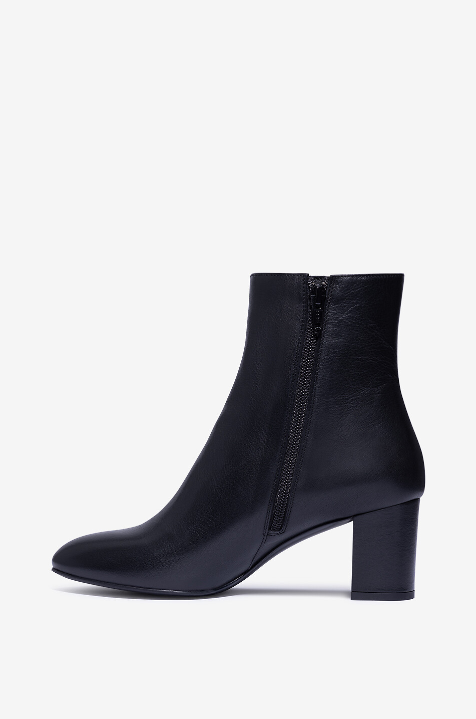 Bottines en cuir lisse à talon carré Ronnie 65
