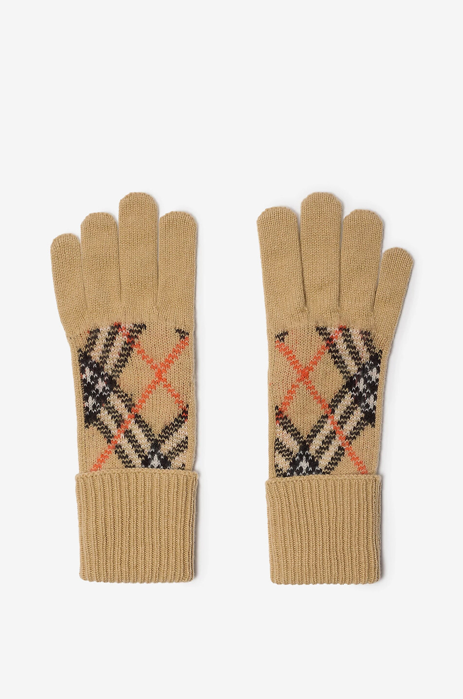 Jacquard-Strick-Handschuhe aus Kaschmir Check