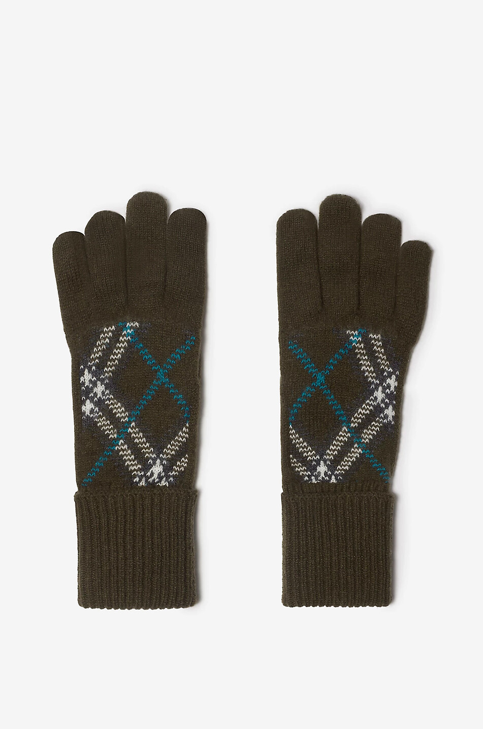 Jacquard-Strick-Handschuhe aus Kaschmir Check