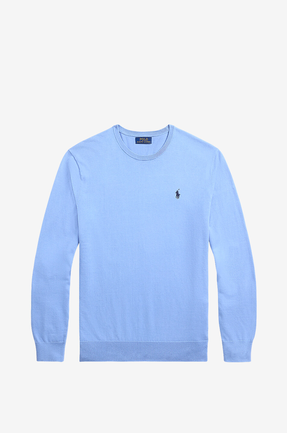 POLO RALPH LAUREN Pull slim à col rond en coton texturé Pony Homme BLEU MOYEN 1