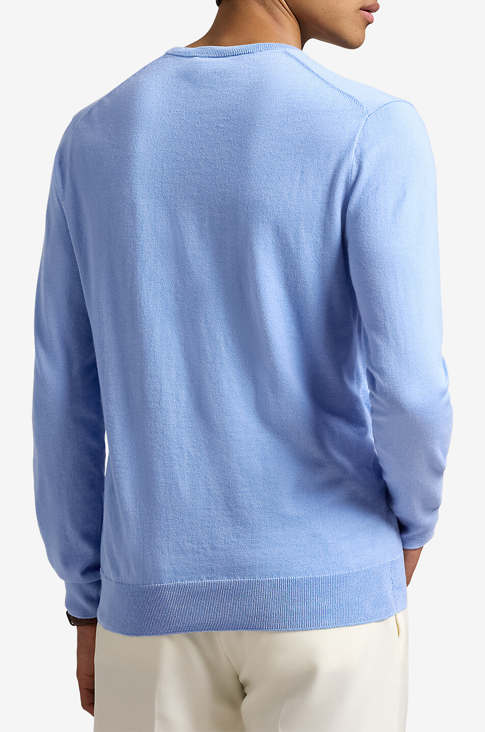 POLO RALPH LAUREN Pull slim à col rond en coton texturé Pony Homme BLEU MOYEN 3