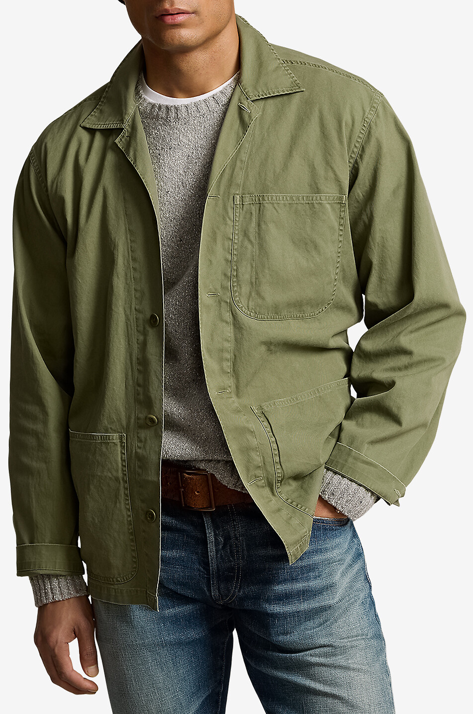 POLO RALPH LAUREN Faded twill shirt jacket Men DARK GREEN 2