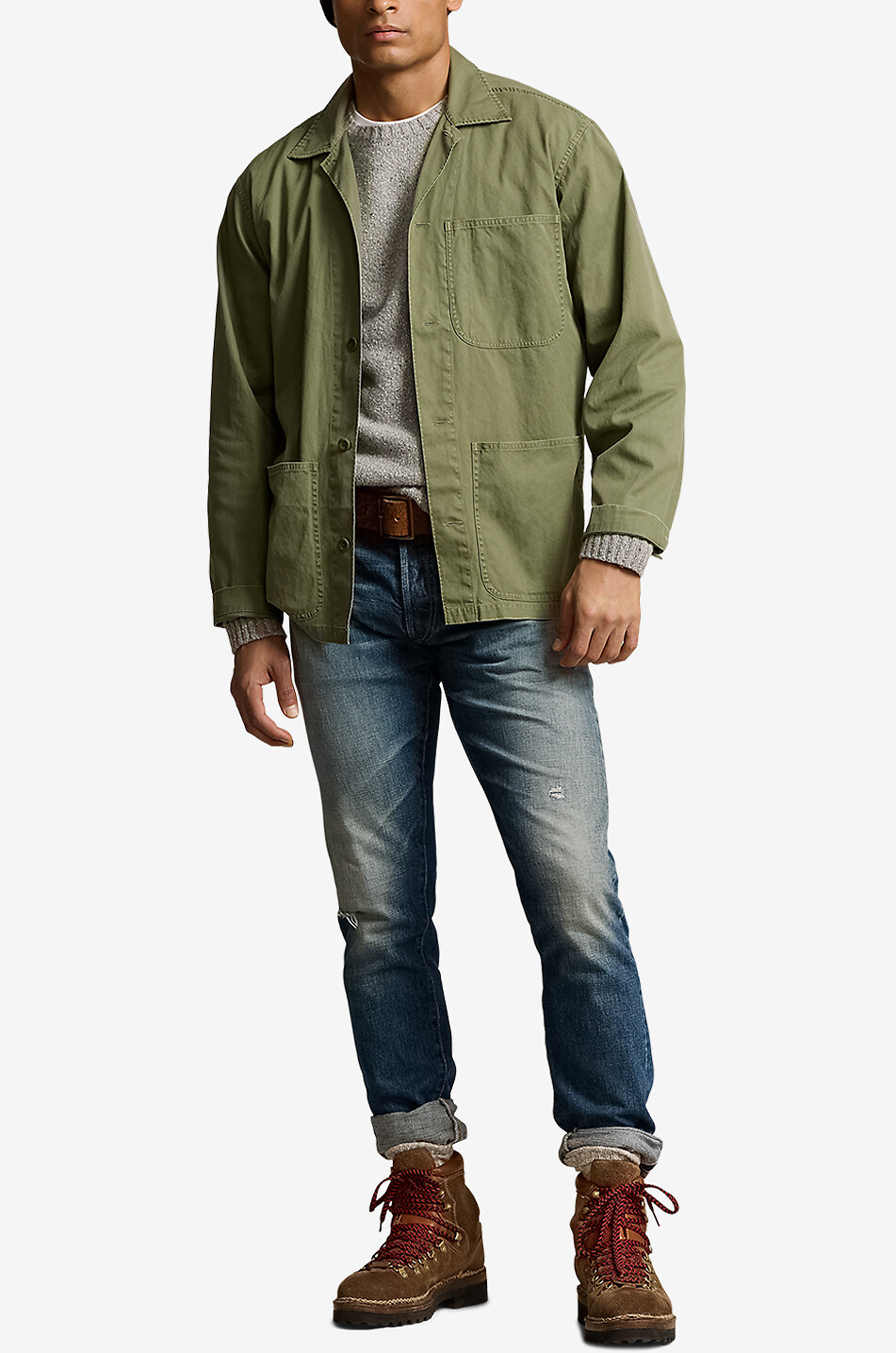 POLO RALPH LAUREN Faded twill shirt jacket Men DARK GREEN 4