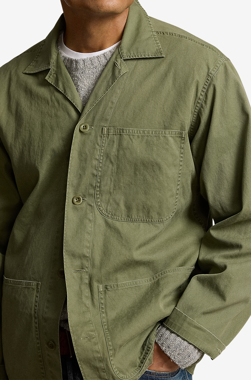 POLO RALPH LAUREN Faded twill shirt jacket Men DARK GREEN 5