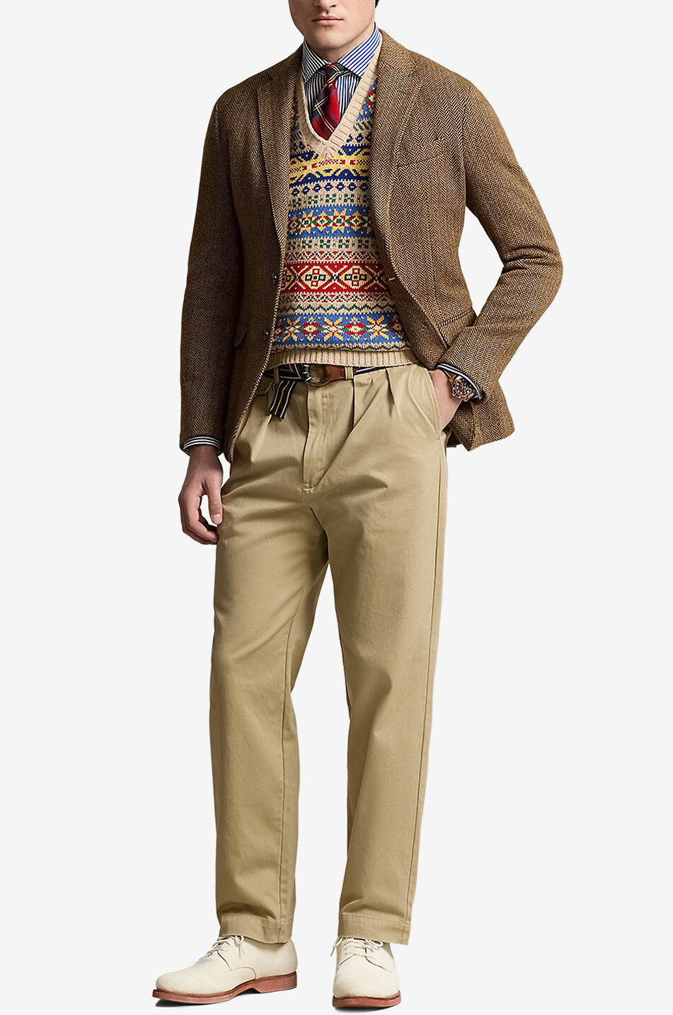 POLO RALPH LAUREN Whitman chino trousers with waistband tucks Men KHAKI 3