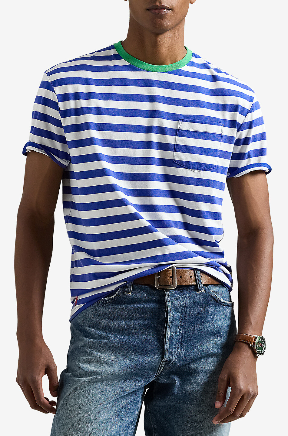 POLO RALPH LAUREN T-shirt rayé à manches courtes Classic Fit Homme BLEU FONCE 2